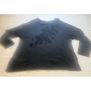 Simply Vera Vera Wang Black Bat Wing Embroidered Sweater. Rayon, Spandex. Sz XL